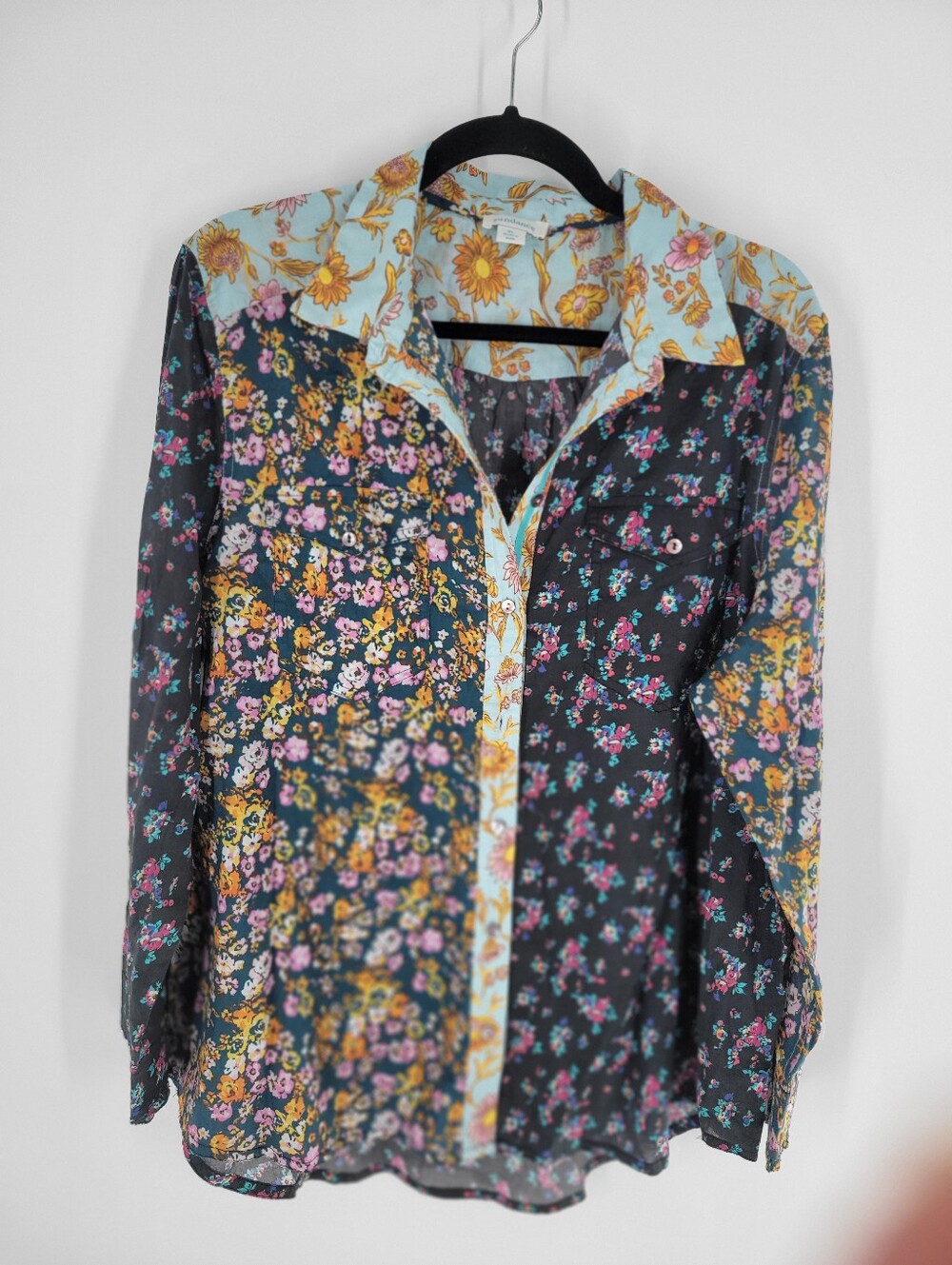 Sundance Floral Melody Shirt Women’s Button Down Top Multicolor Boho Size XL - Picture 2 of 7